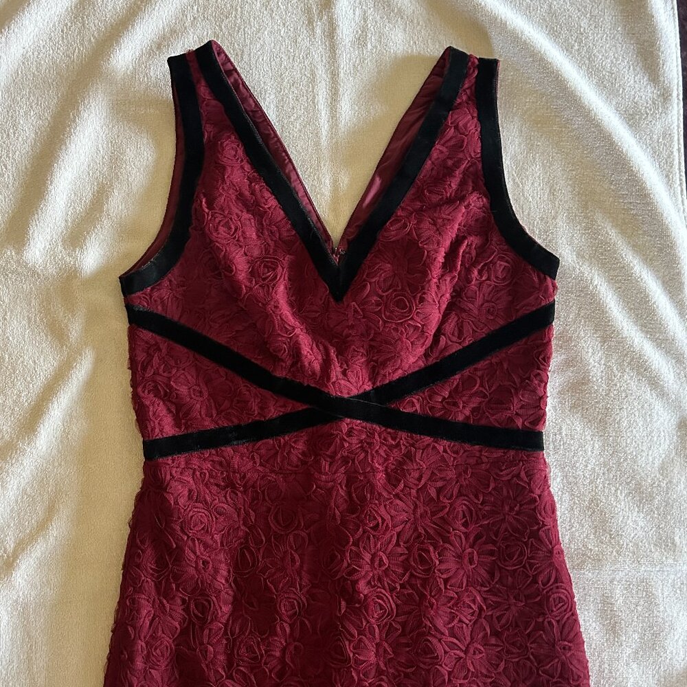 JS Collections Red Floral Lace Cocktail Dress